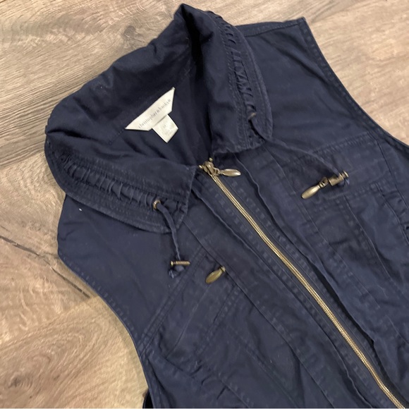 Christopher & Banks Vest Size Medium Blue Full Zip - Picture 2 of 5